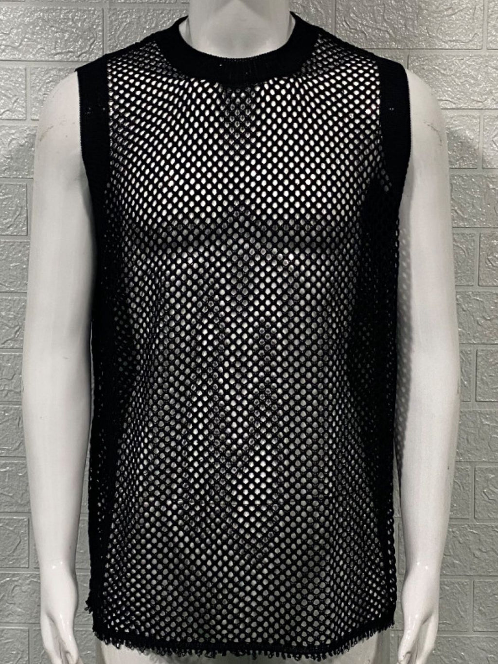 Men's Round Neck Hollow Out Sleeveless Knit Top