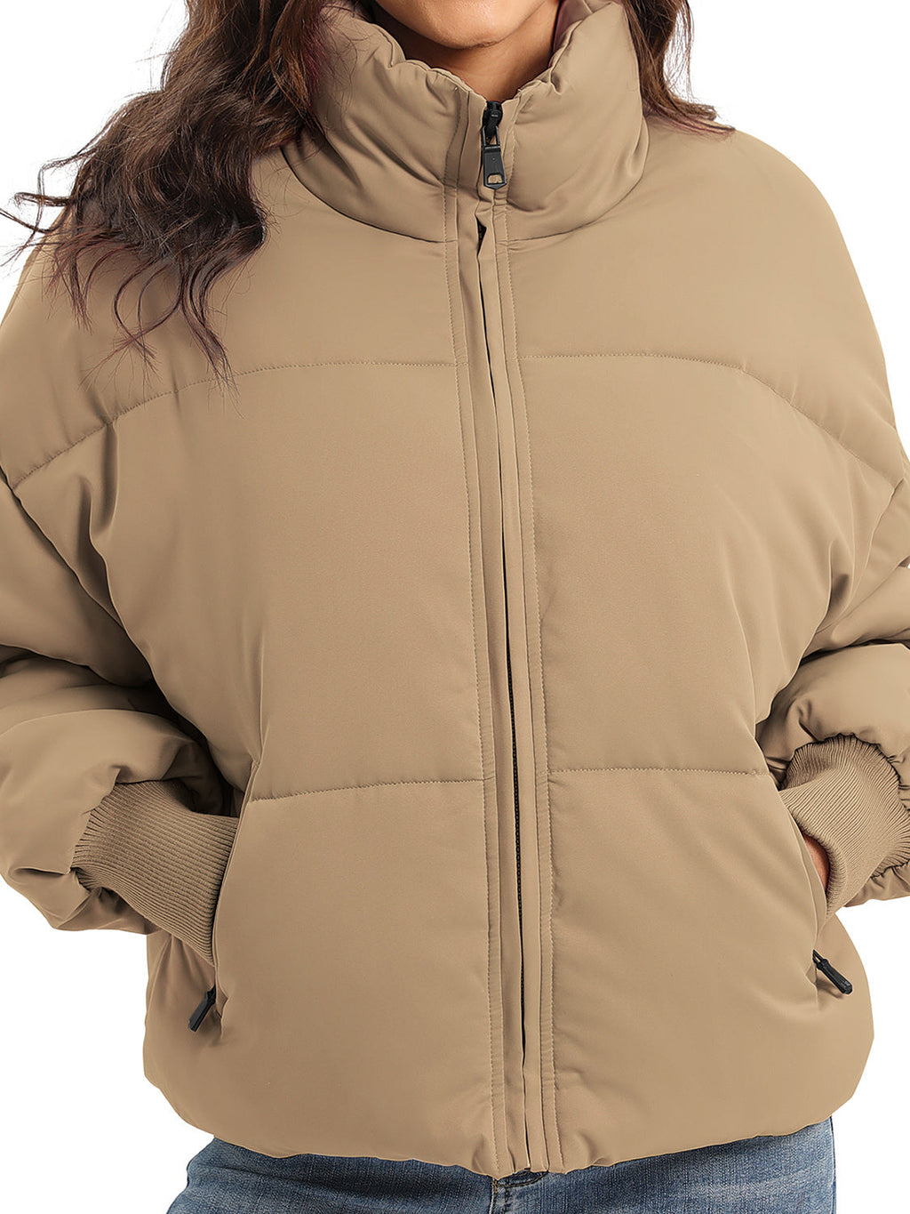 Zip Up Turtleneck Long Sleeve Puffer Jacket