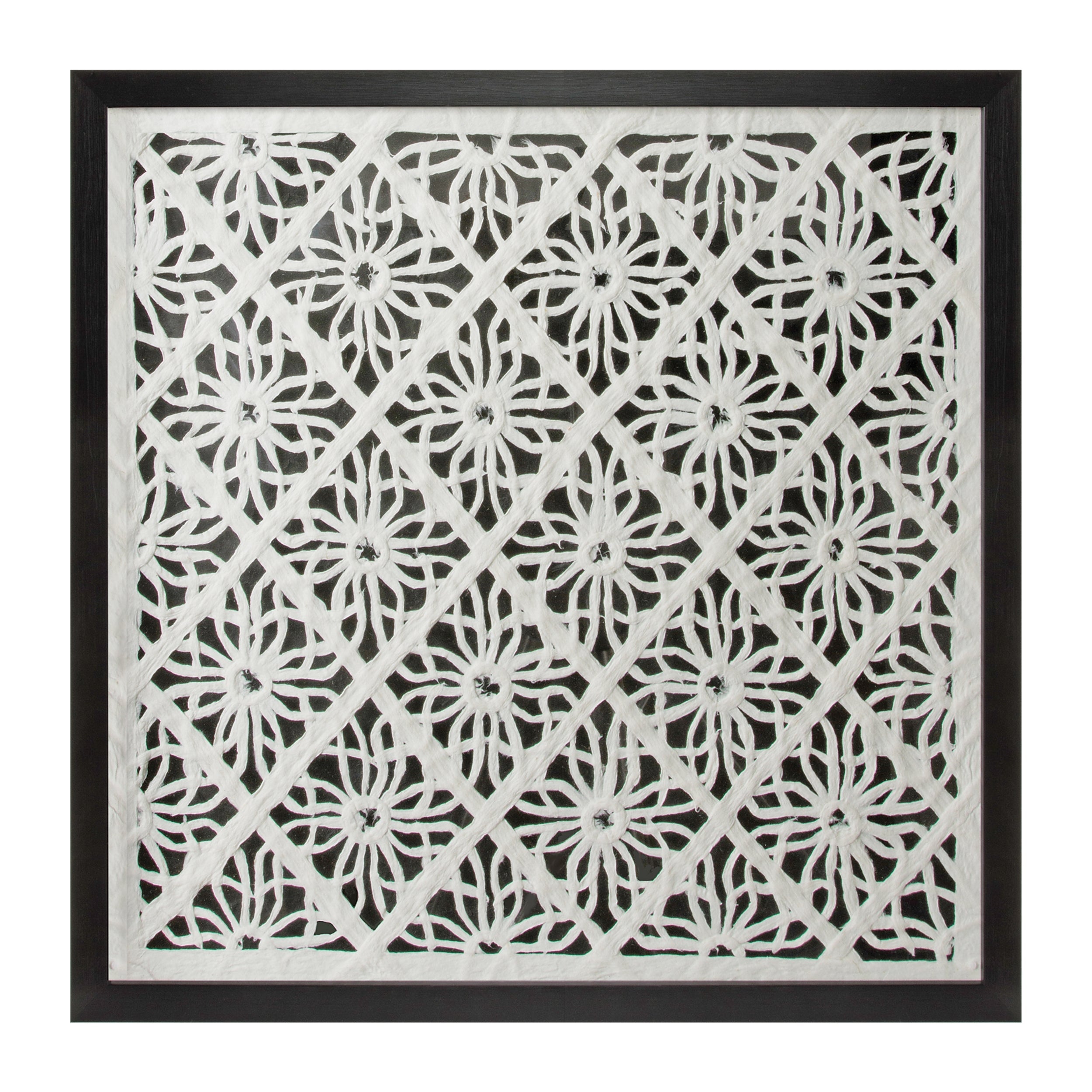 Framed Floral Wall Decor Under Glass 19.5"SQ