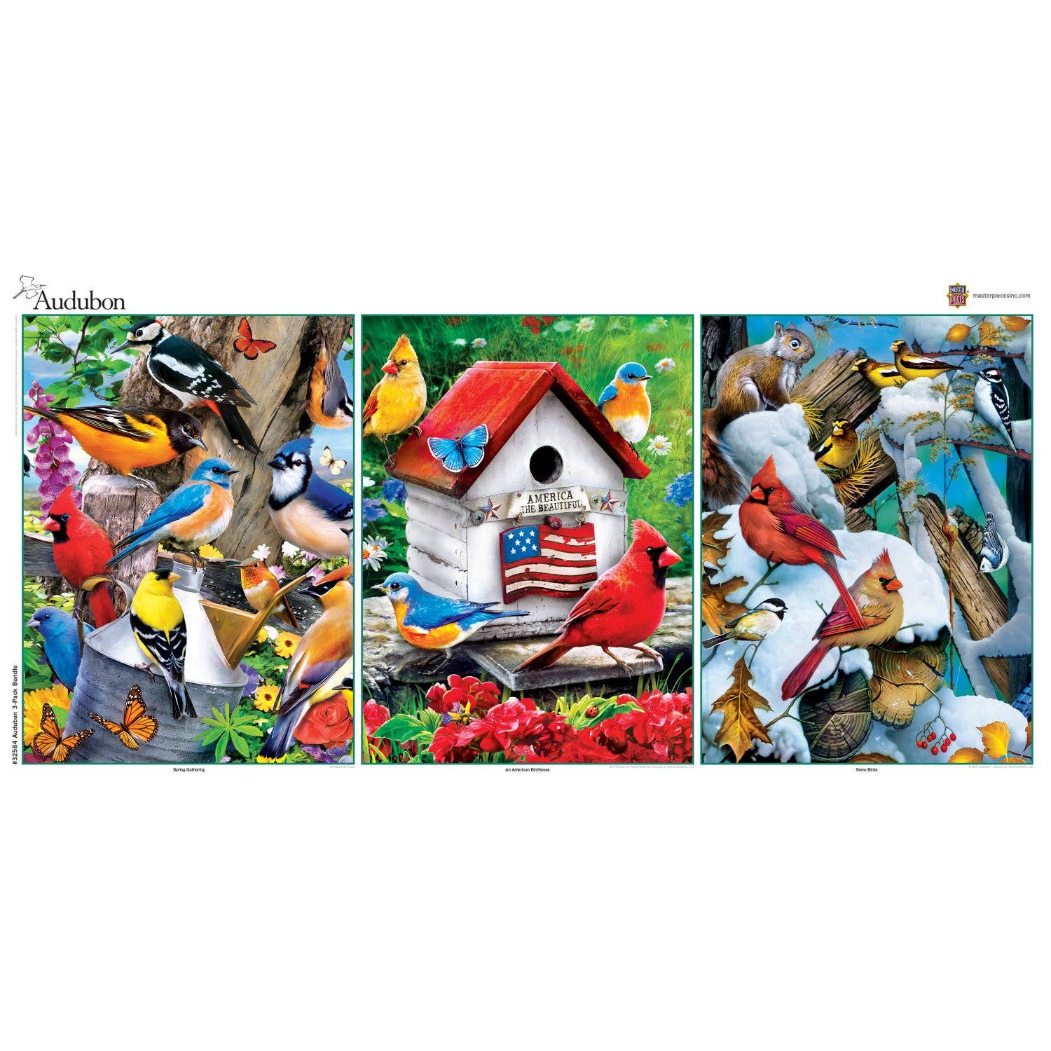 Audubon - 500 Piece Jigsaw Puzzles 3 Pack by Masterpieces
