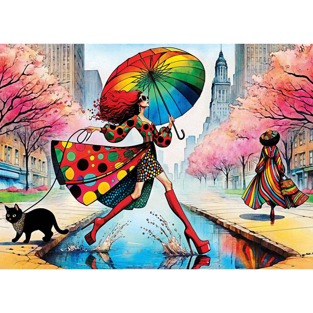 Catwalk Couture - Purrfect Rainy Runway 1000 Piece Jigsaw Puzzle by Masterpieces