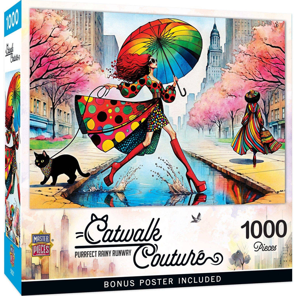 Catwalk Couture - Purrfect Rainy Runway 1000 Piece Jigsaw Puzzle by Masterpieces