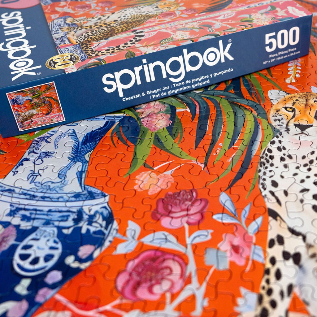 Cheetah and Ginger Jar 500 Piece Jigsaw Puzzle | Springbok Puzzles