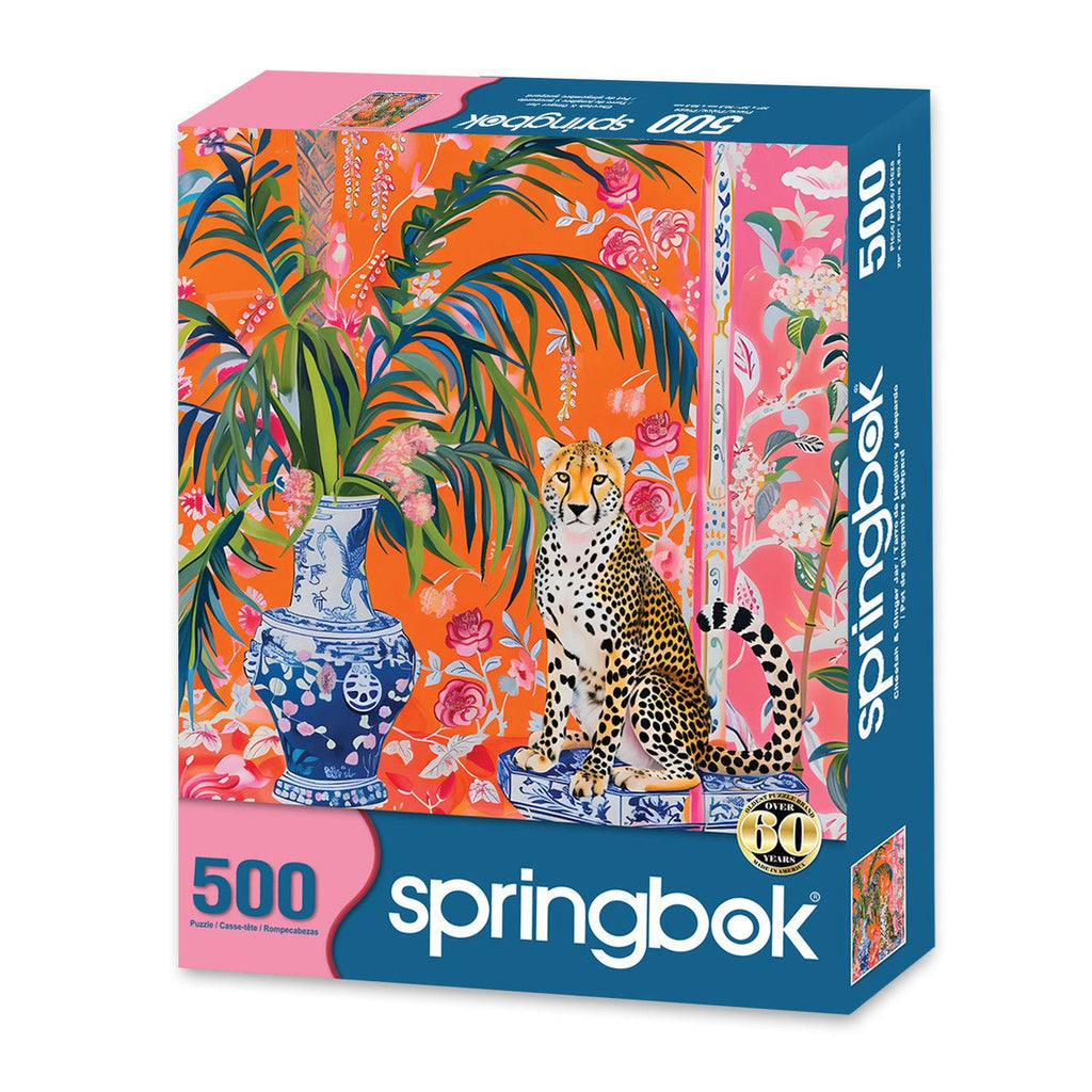 Cheetah and Ginger Jar 500 Piece Jigsaw Puzzle | Springbok Puzzles