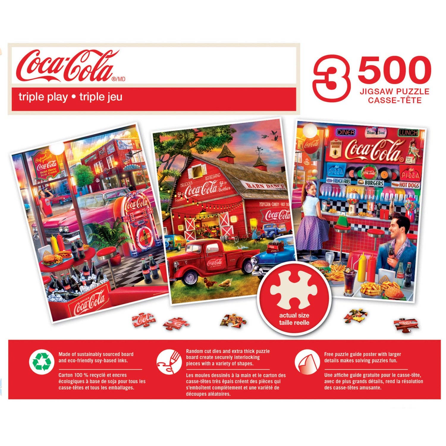 Coca-Cola - 500 Piece Jigsaw Puzzles 3 Pack by Masterpieces Puzzles