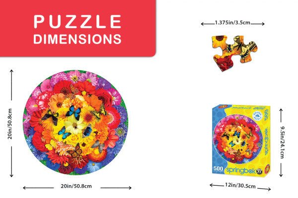 Colorful Bloom 500 Piece Round Jigsaw Puzzle by Springbok Puzzles