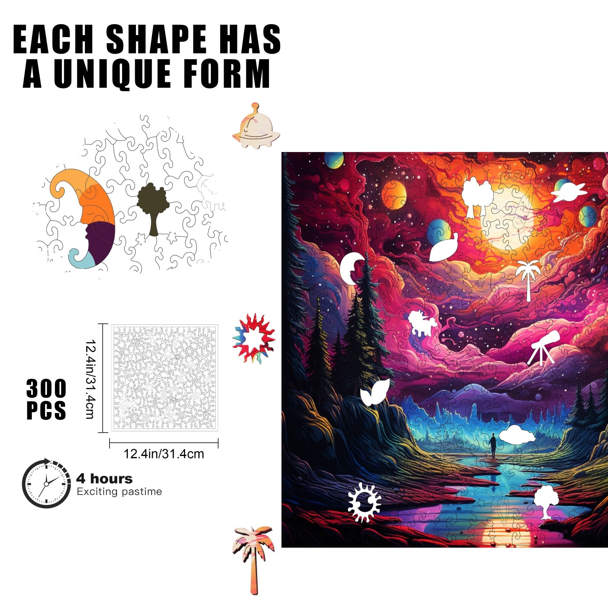 Cosmic Canvas 300 Piece Wooden Jigsaw Puzzle | Trippy Puzzle Co