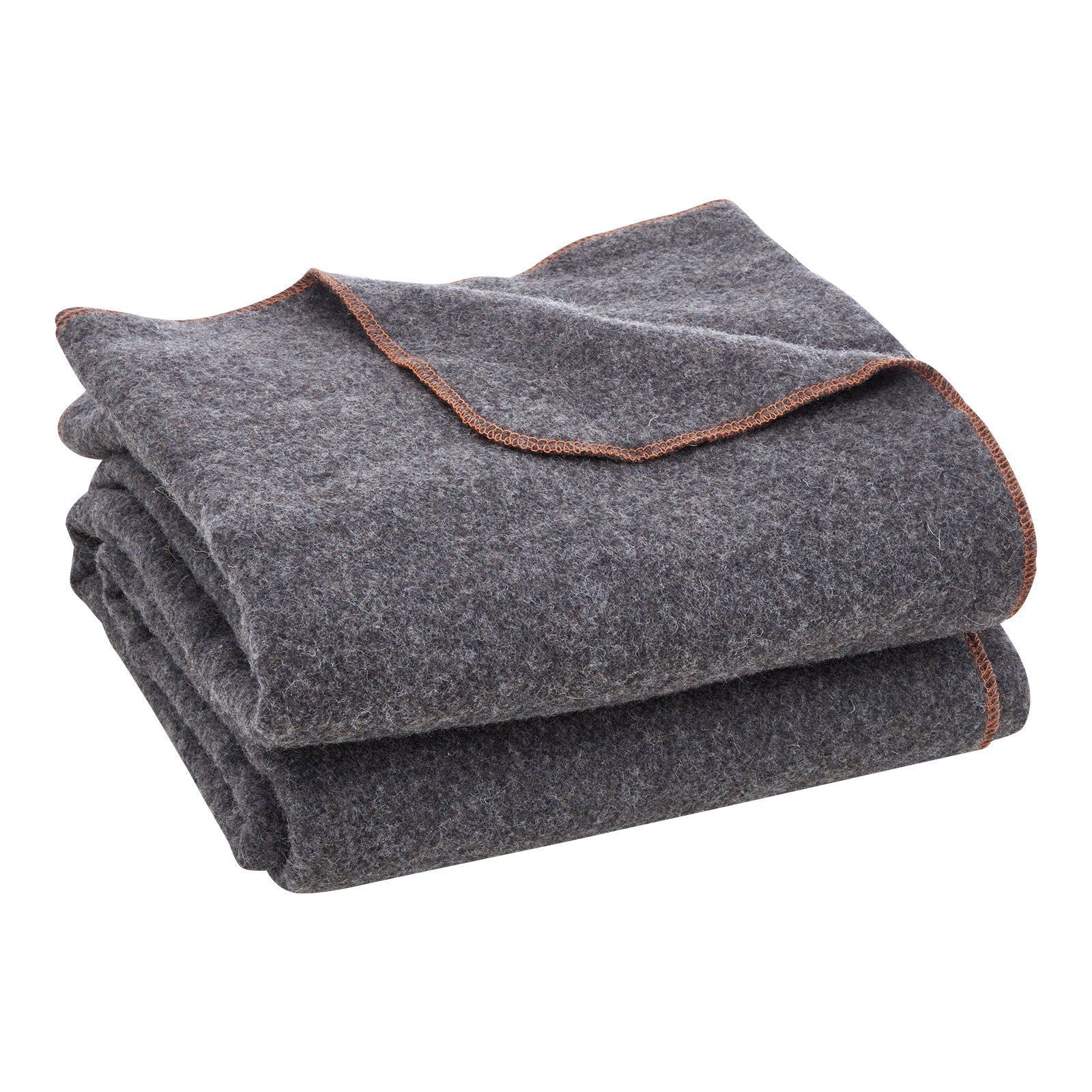 Wool Camping Blanket 64" x 88" Warm for Camping Hiking Travel Light Grey