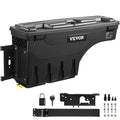 Truck Bed Storage Box, Lockable Lid, Waterproof ABS Wheel Well Tool Box 6.6 Gal/20 L with Password Padlock, Compatible with Dodge Ram 1500 2019-2021, Driver Side, Black