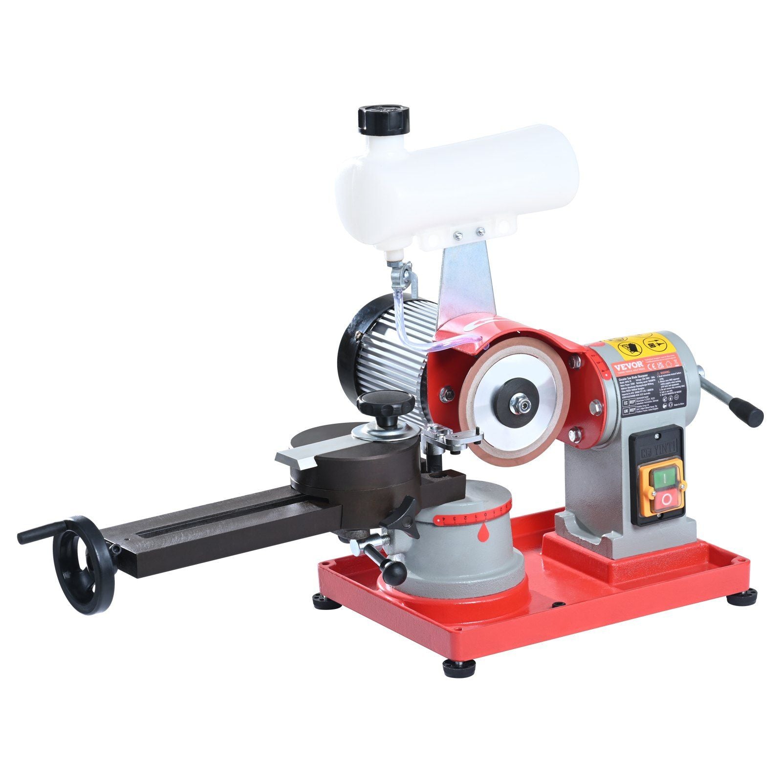 Circular Saw Blade Sharpener, 370W Saw Blade Grinding with Water Injection, Water Injection Circular Saw Blade Sharpening & 6 Saw Centerings, 5-inch Grinding Wheel for Carbide Tipped Saw Blades