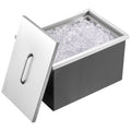 Drop in Ice Chest, 22"L x 17"W x 12"H Stainless Steel Ice Cooler, Commercial Ice Bin with Cover, 40 qt Outdoor Kitchen Ice Bar, Drain-pipe and Drain Plug Included, for Cold Wine Beer