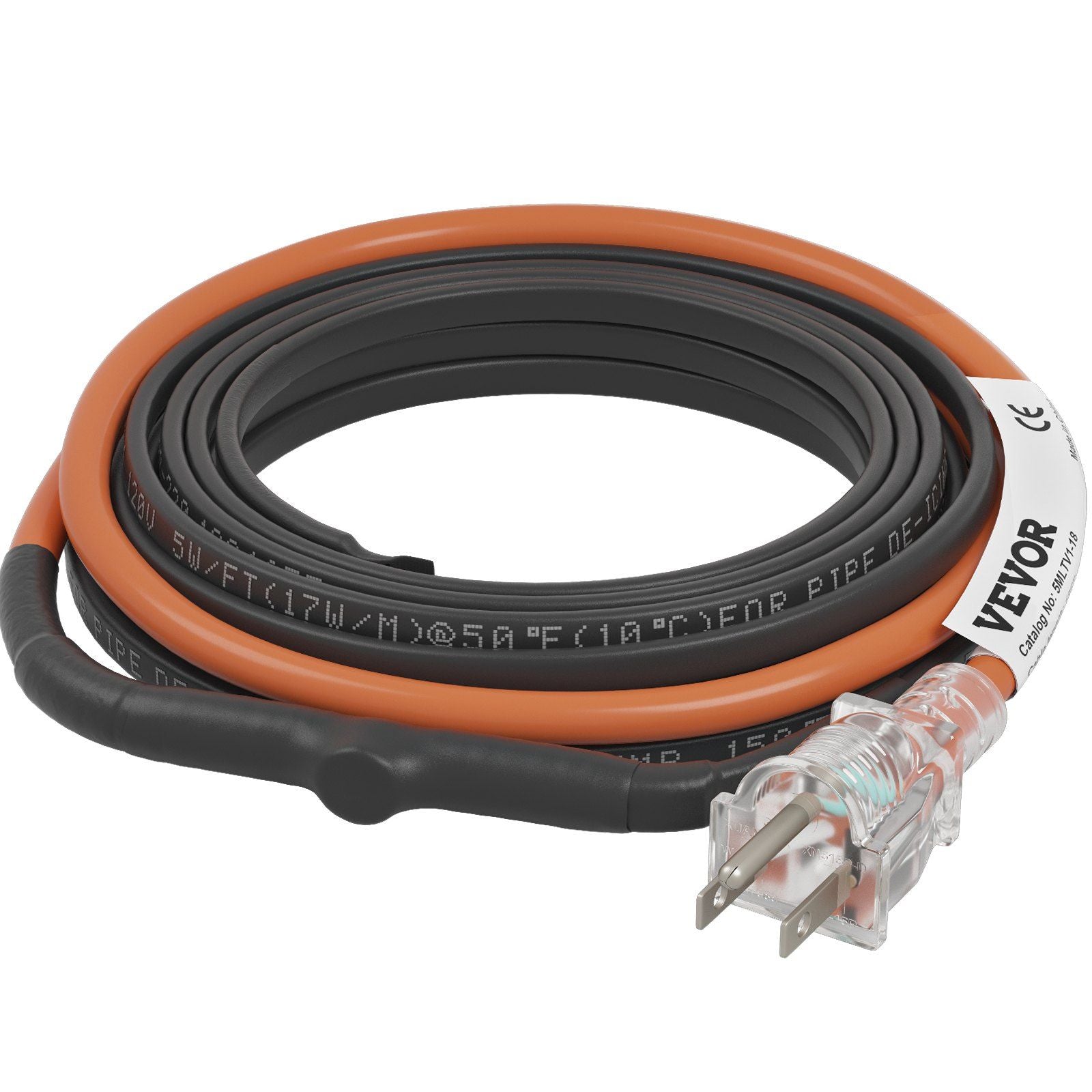 Self-Regulating Pipe Heating Cable, 18-feet 5W/ft Heat Tape for Pipes Freeze Protection, Protects PVC Hose, Metal and Plastic Pipe from Freezing, 120V