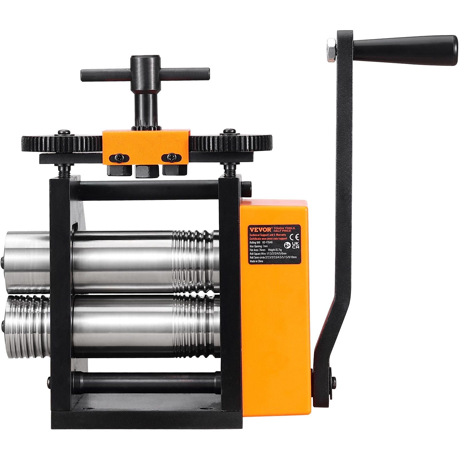 Rolling Mill, 2.95"/75 mm Jewelry Rolling Mill Machine, 1: 2 Gear Ratio, 3-in-1 Multi-function Rolling Mill, 0.03-6.5mm Press Thickness for Metal Jewelry Making Sheet Square Wire Semicircle