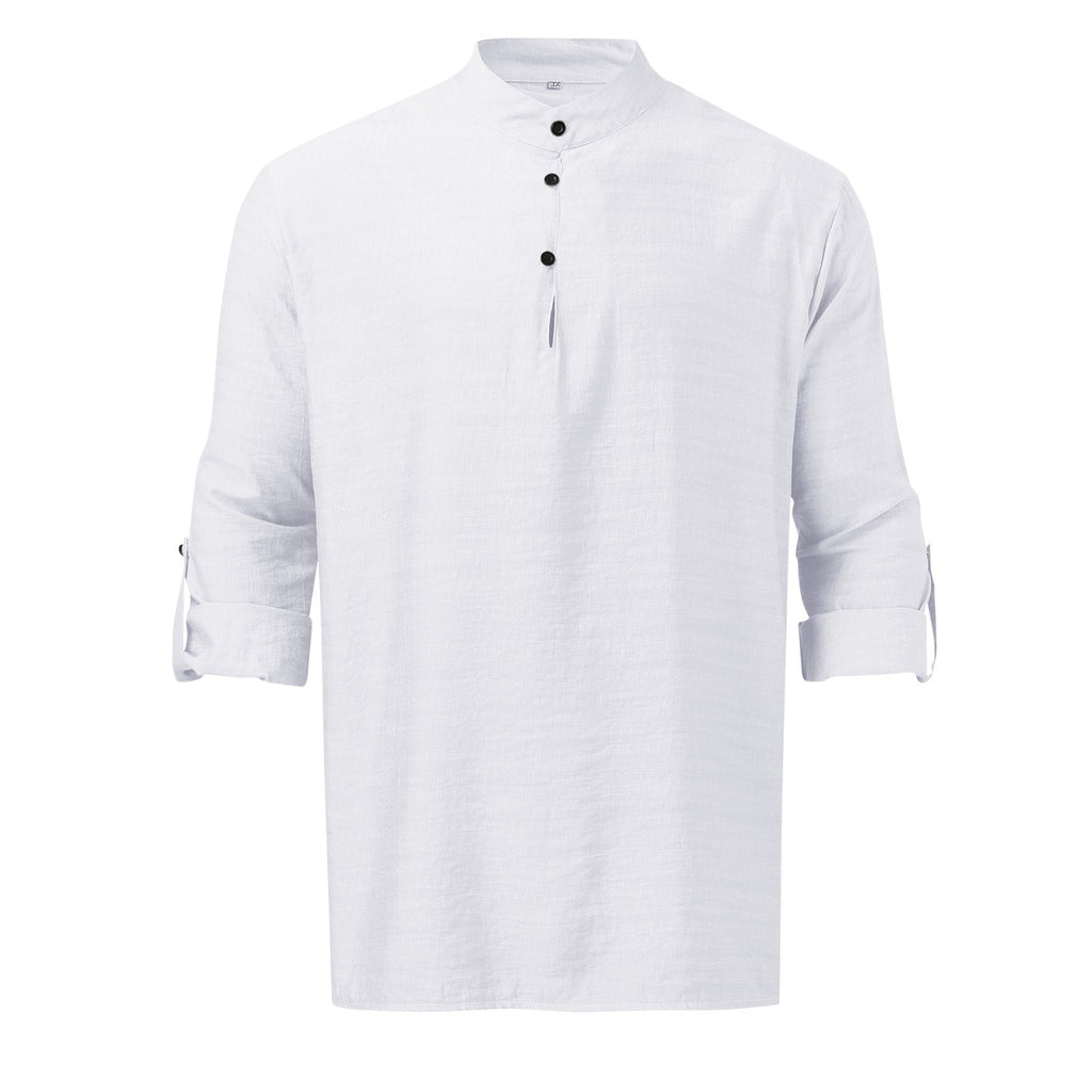 Men's Full Size Half Button Long Sleeve Shirt Plus Size