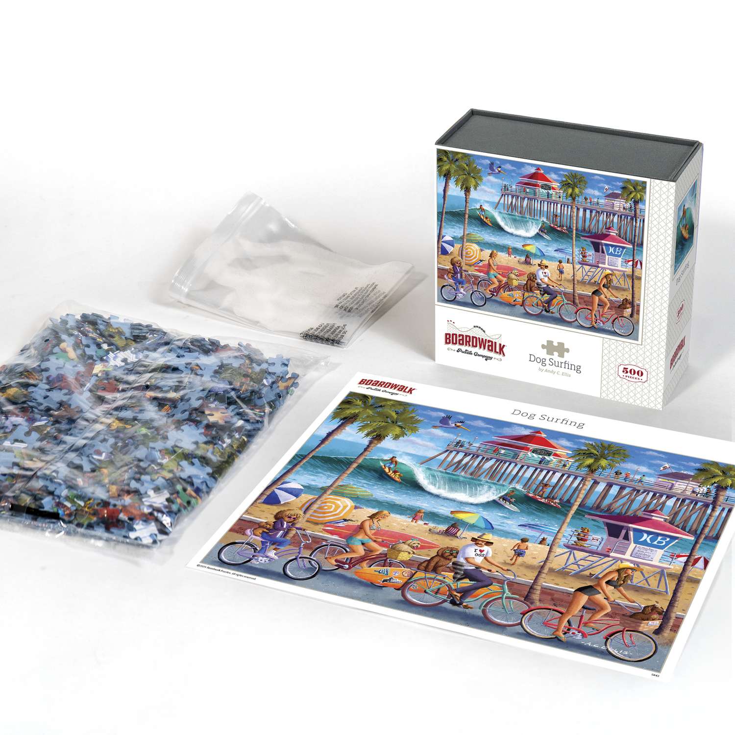 Dog Surfing 500 Piece Jigsaw Puzzle by Boardwalk Puzzle Company