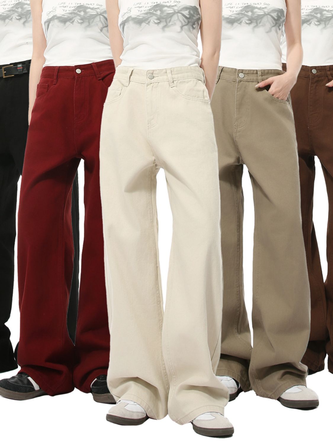 Pocketed Wide Leg Men's Jeans