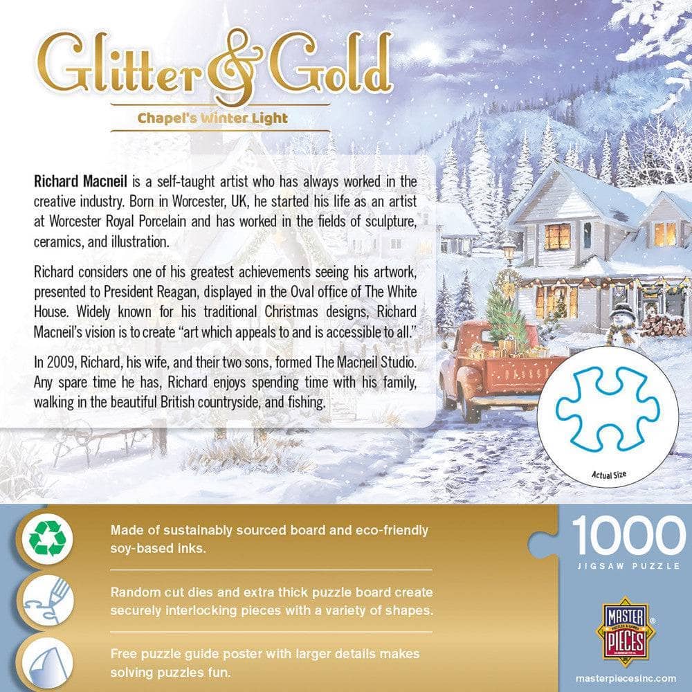 Glitter & Gold - Chapel's Winter Light 1000 Piece Jigsaw Puzzle | Masterpieces Puzzles