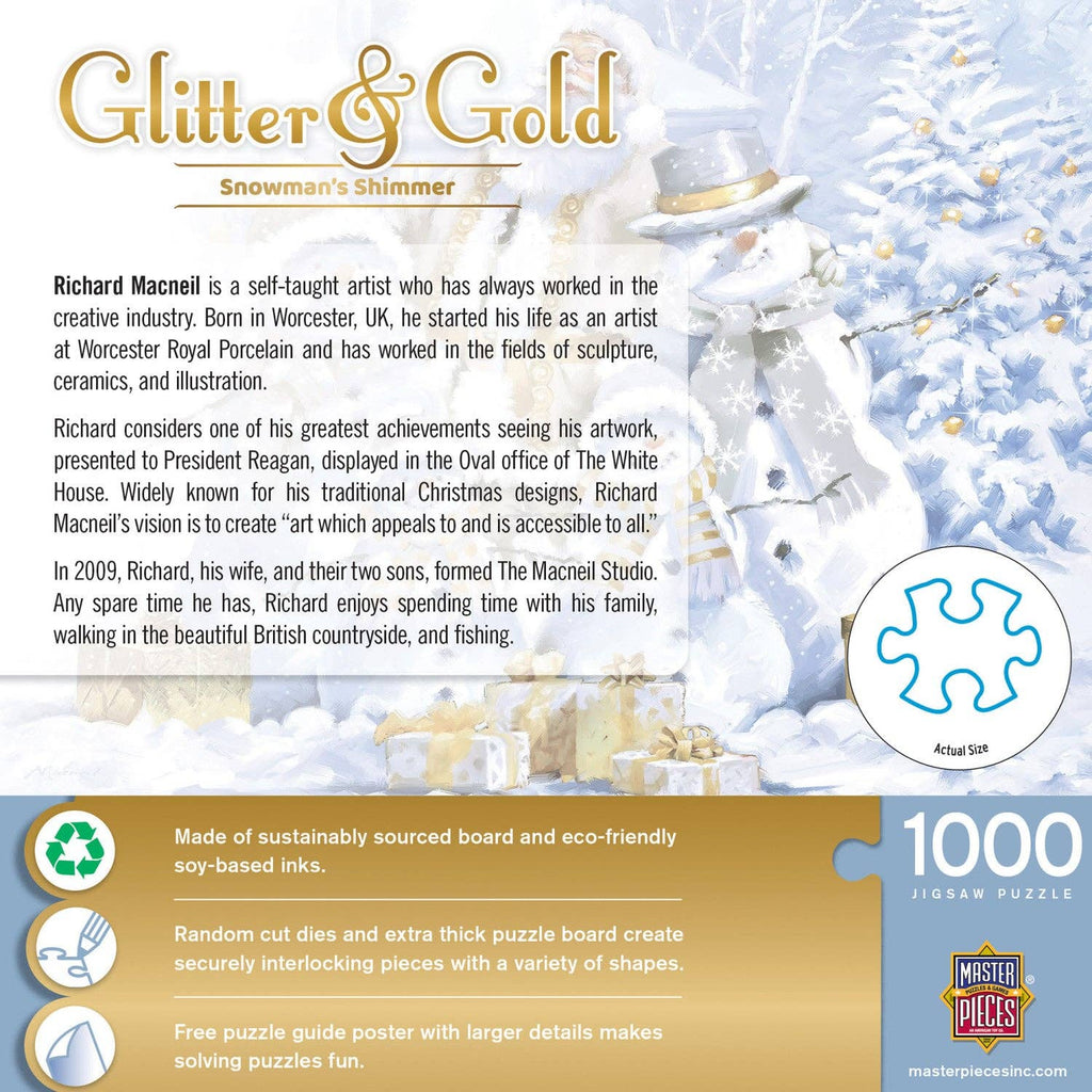 Glitter & Gold - Snowman's Shimmer 1000 Piece Jigsaw Puzzle | Masterpieces Puzzles