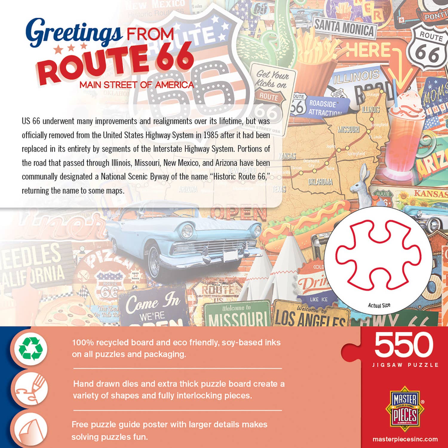 Greetings From Route 66 - 550 Piece Puzzle by MasterPieces