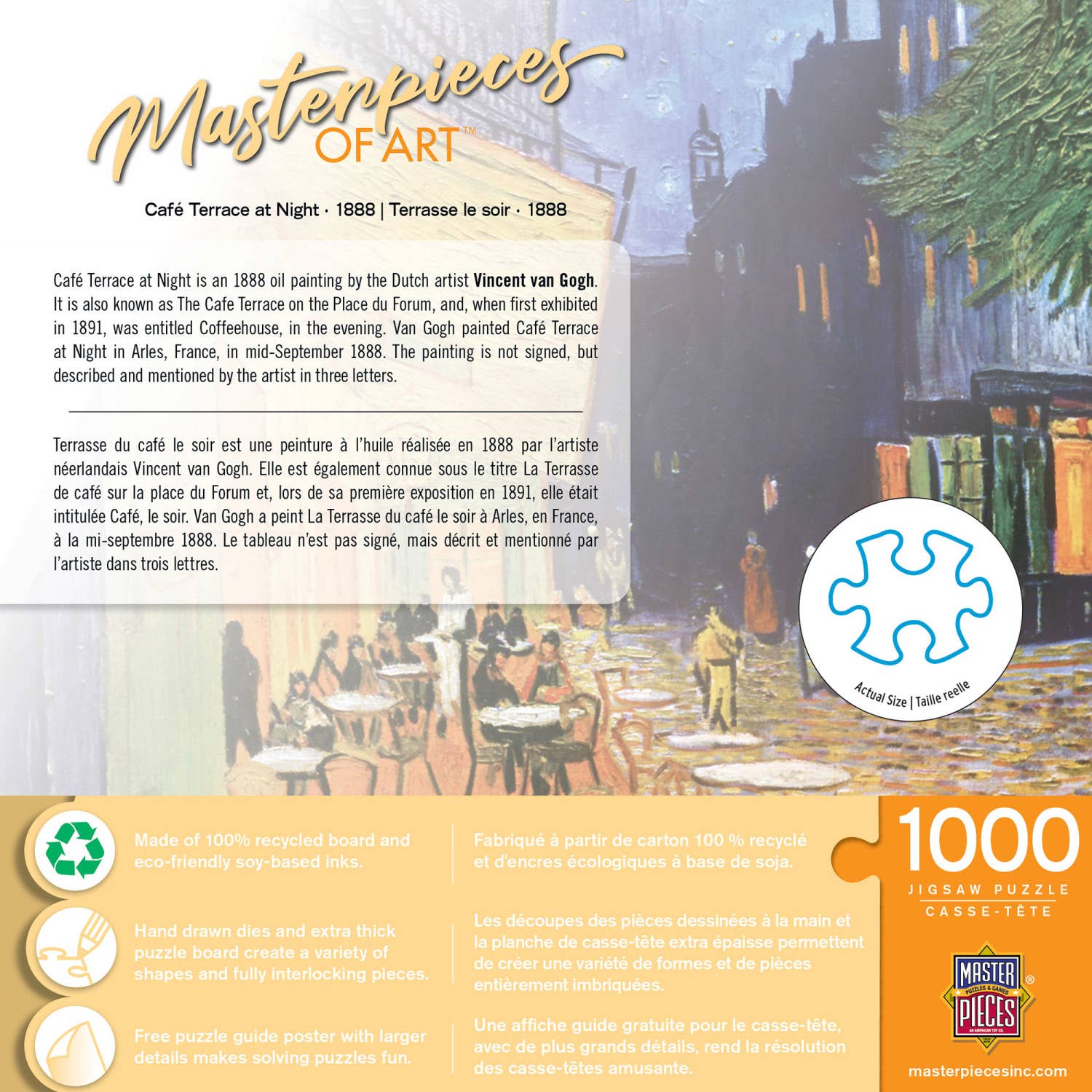 Masterpieces of Art - Cafe Terrace at Night 1000 Piece Jigsaw Puzzle | Masterpieces
