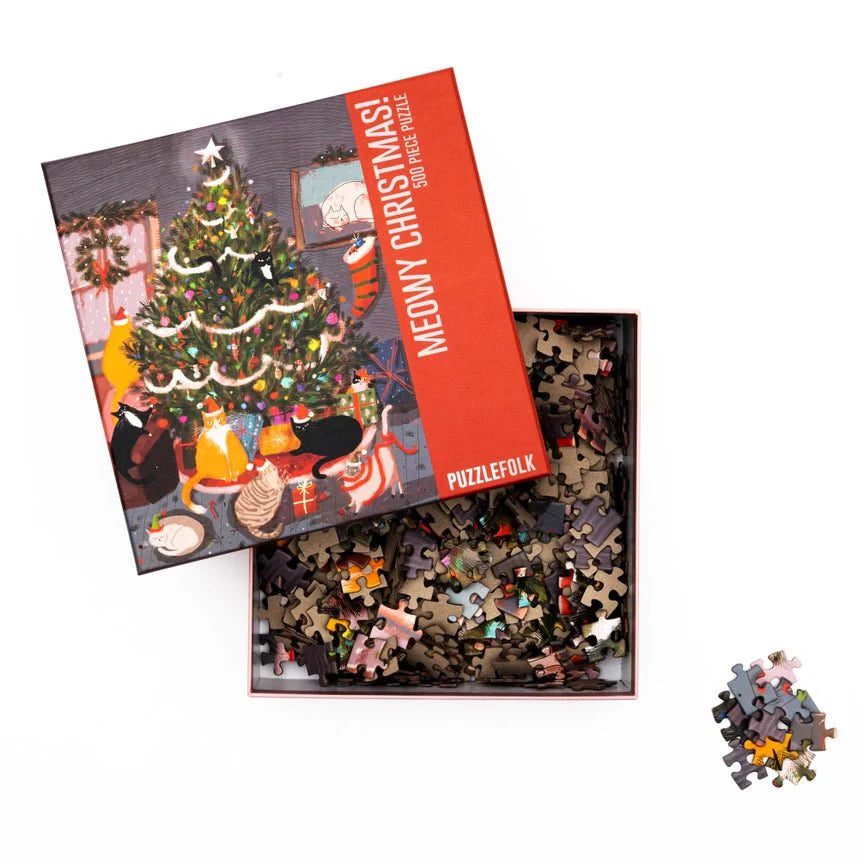 Meowy Christmas Jigsaw Puzzle - 500 Piece Holiday Cat Puzzle by Puzzlefolk
