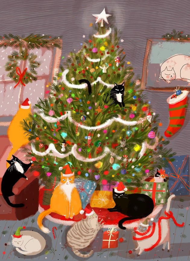 Meowy Christmas Jigsaw Puzzle - 500 Piece Holiday Cat Puzzle by Puzzlefolk
