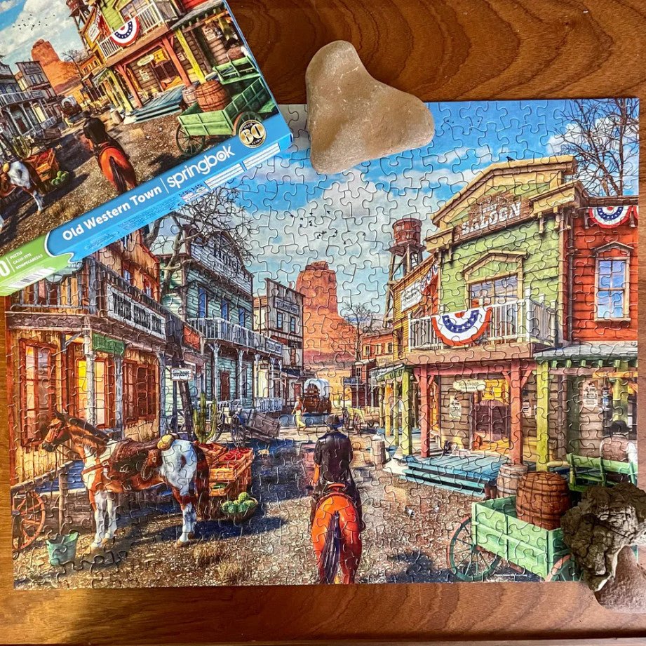 Old Western Town 500 Piece Jigsaw Puzzle by Springbok Puzzles