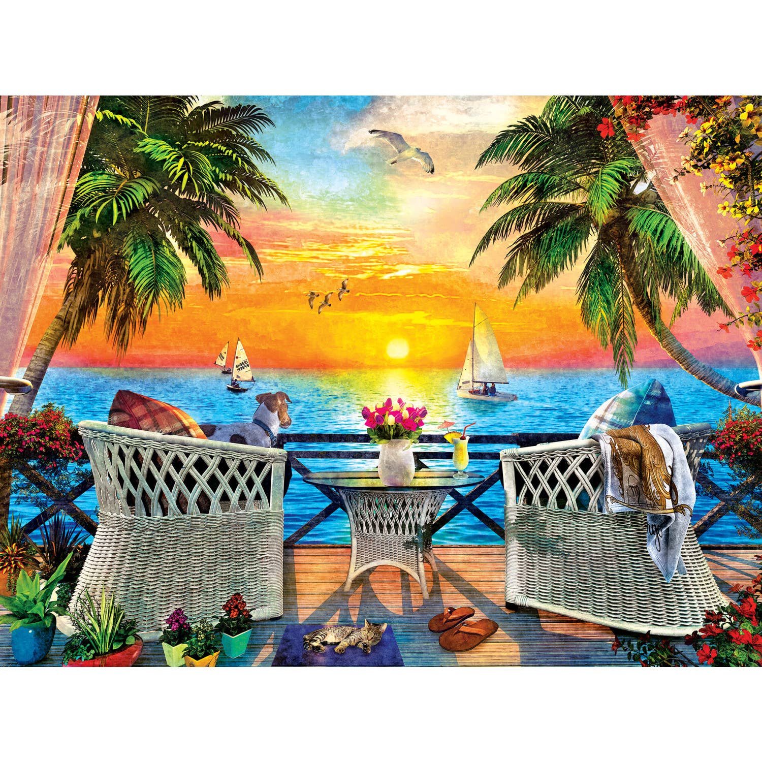 Paradise Beach - On the Balcony 550 Piece Puzzle by Masterpieces Puzzles