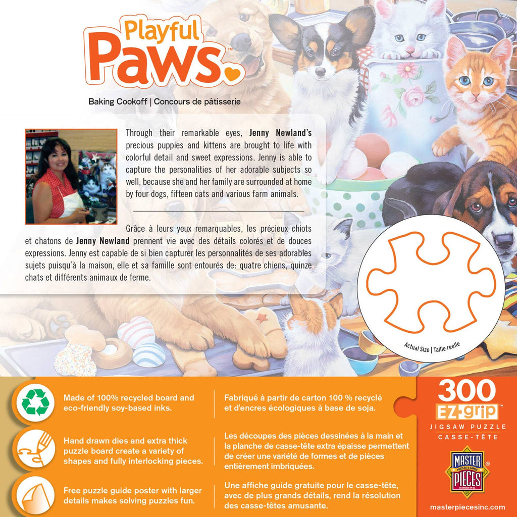Playful Paws - Baking Cookoff 300 Piece EZ Grip Puzzle by MasterPieces | Adorable Kitten and Puppy Jigsaw Puzzle