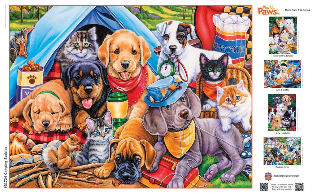 Playful Paws - Camping Buddies 300 Piece EZ Grip Jigsaw Puzzle | Masterpieces Puzzles