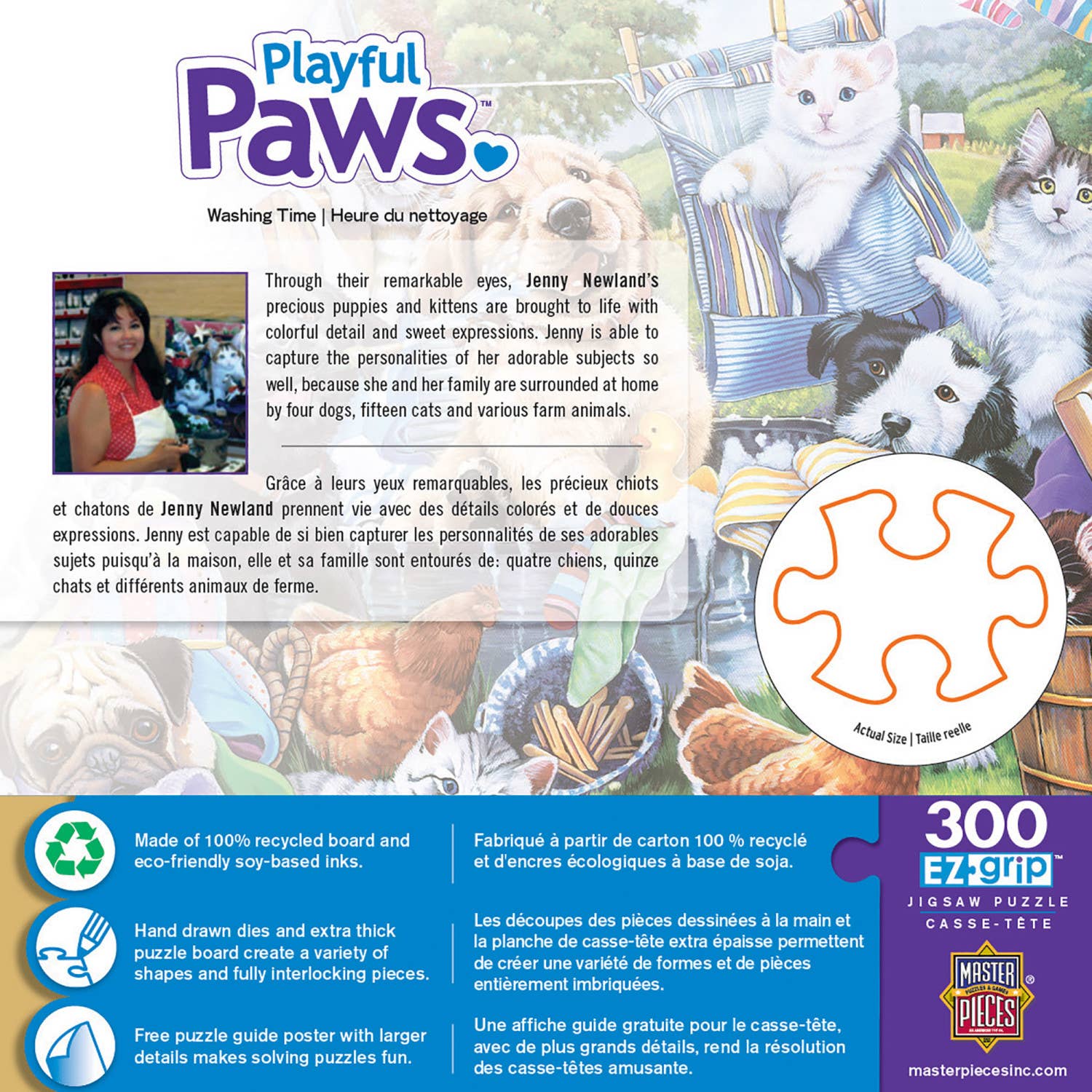 Playful Paws - Washing Time 300 Piece EZ Grip Puzzle by Masterpieces Puzzles