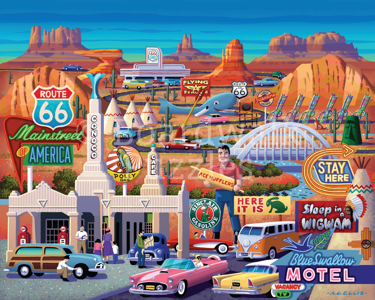 Route 66 1000 Piece Jigsaw Puzzle by Boardwalk Puzzle Company