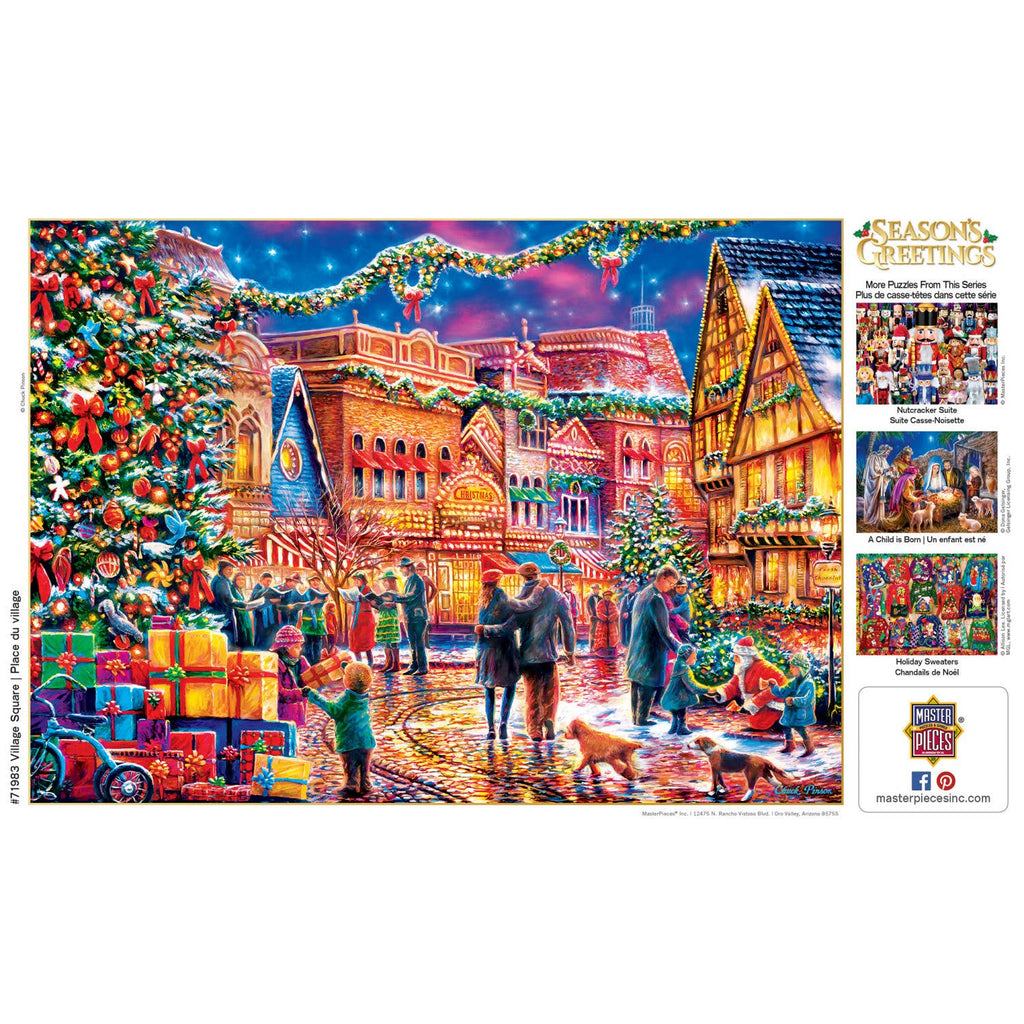 Season's Greetings - Village Square 1000 Piece Puzzle by Masterpieces