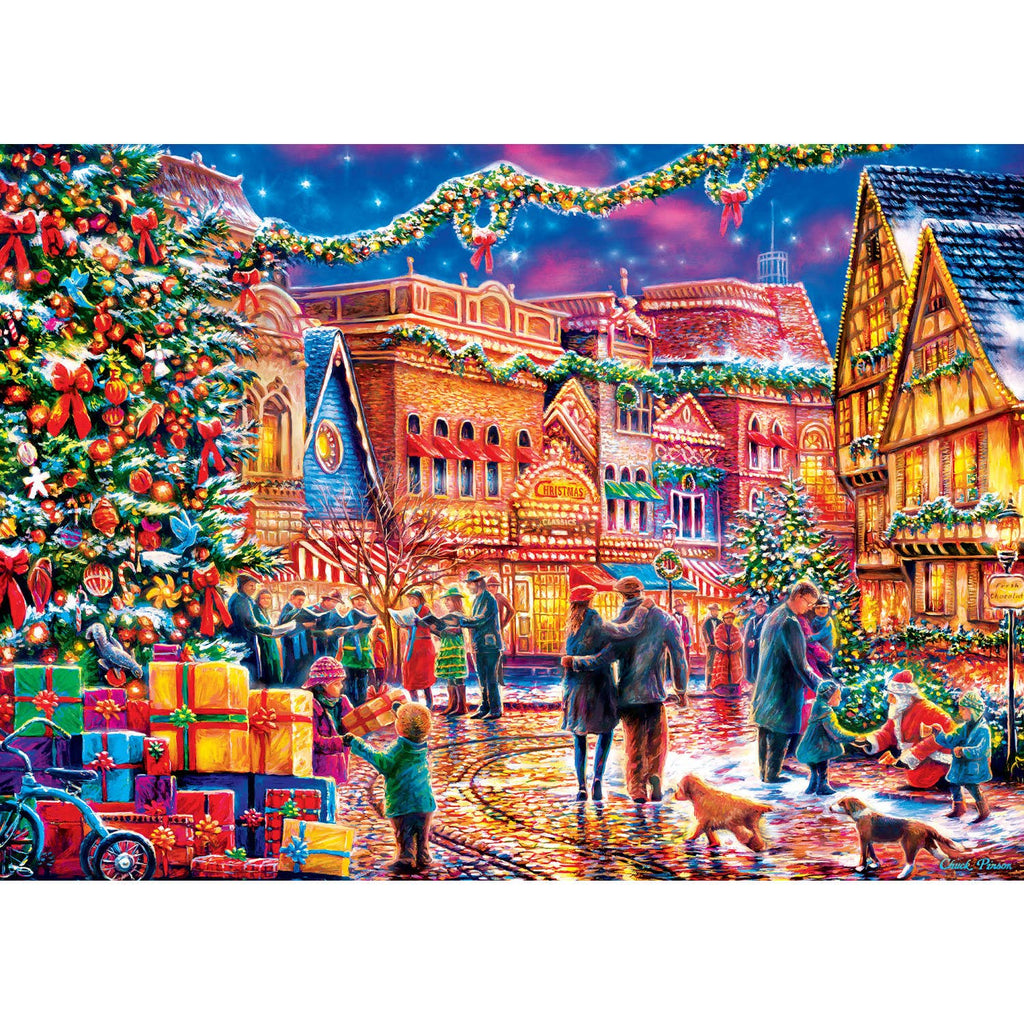 Season's Greetings - Village Square 1000 Piece Puzzle by Masterpieces