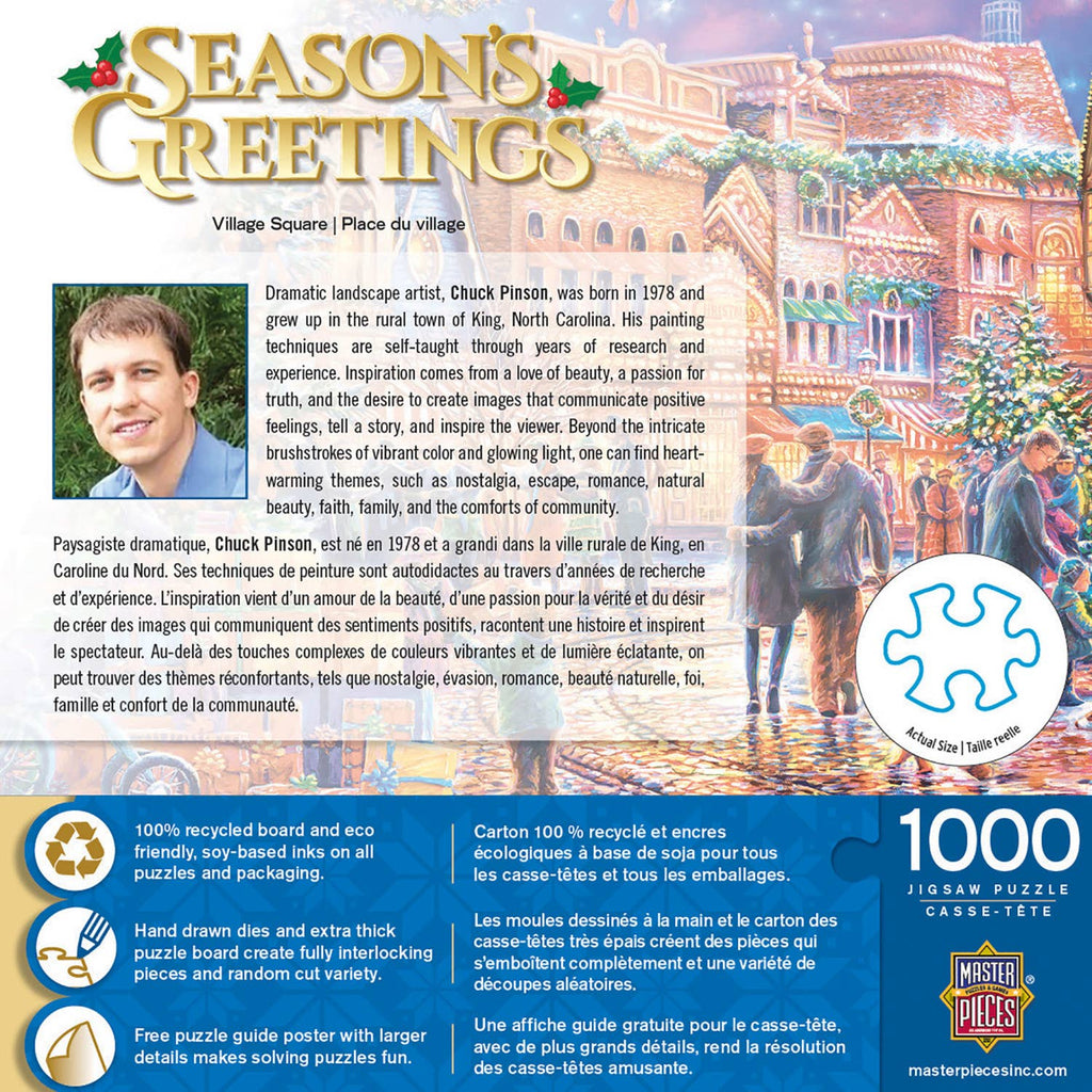Season's Greetings - Village Square 1000 Piece Puzzle by Masterpieces