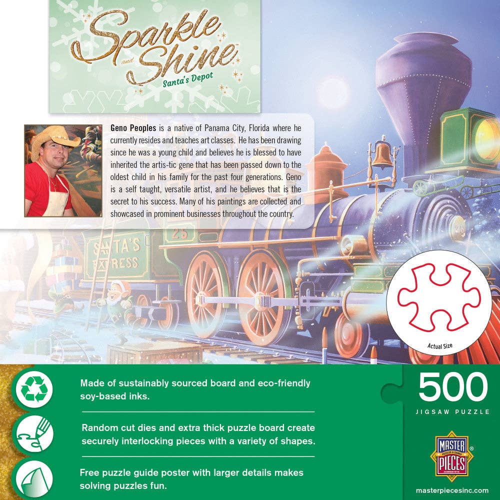 Sparkle & Shine - Santa's Depot 500 Piece Glitter Jigsaw Puzzle | Masterpieces Puzzles