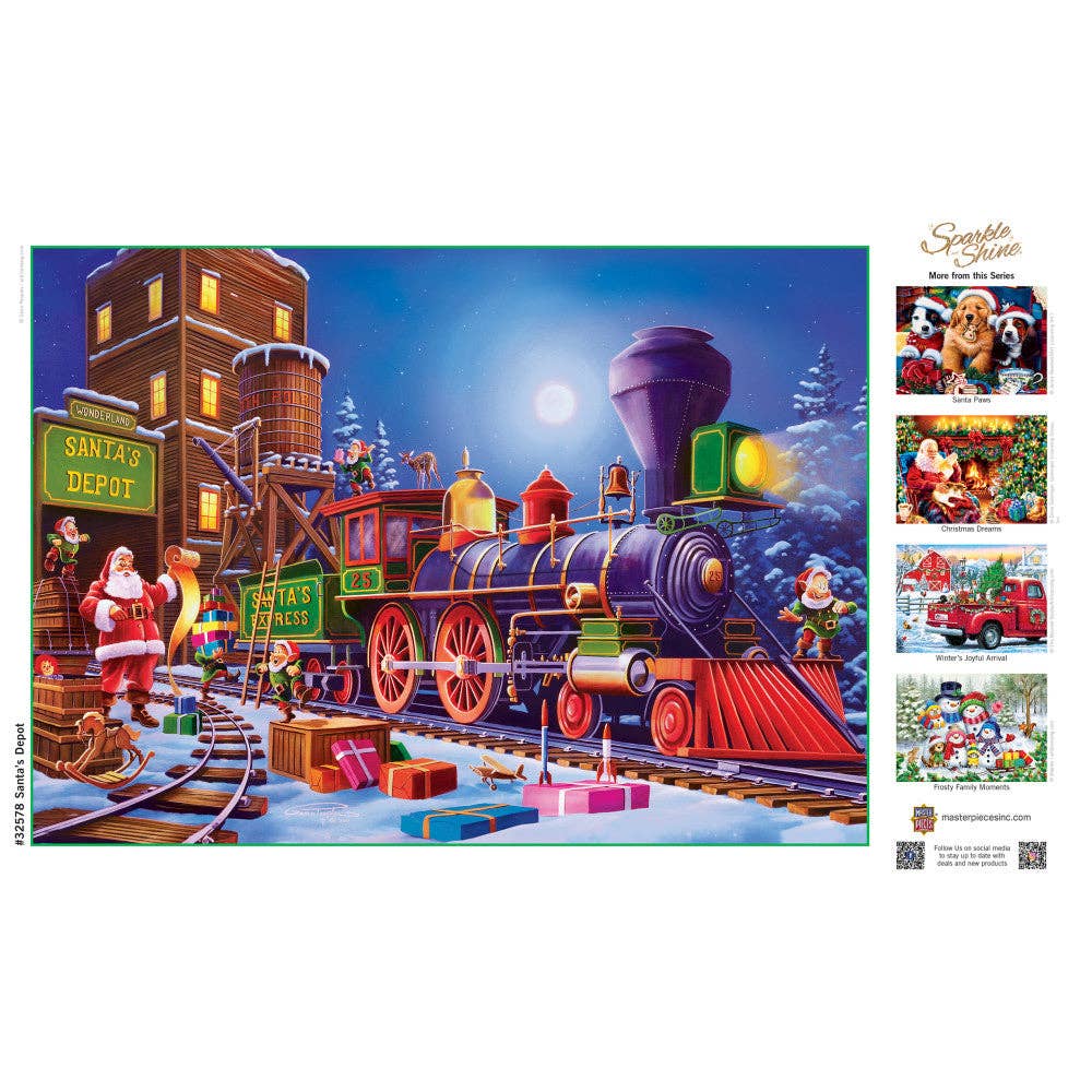 Sparkle & Shine - Santa's Depot 500 Piece Glitter Jigsaw Puzzle | Masterpieces Puzzles