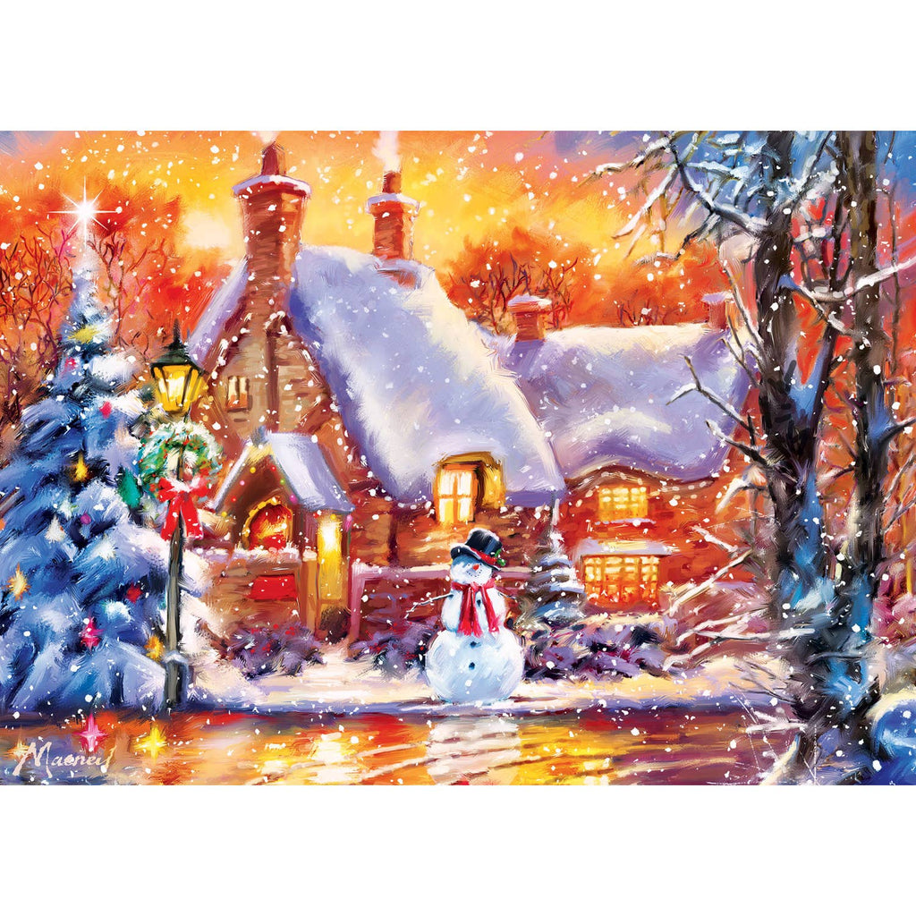 Sparkle & Shine - Snowman Cottage 500 Piece Glitter Jigsaw Puzzle | Masterpieces Puzzles