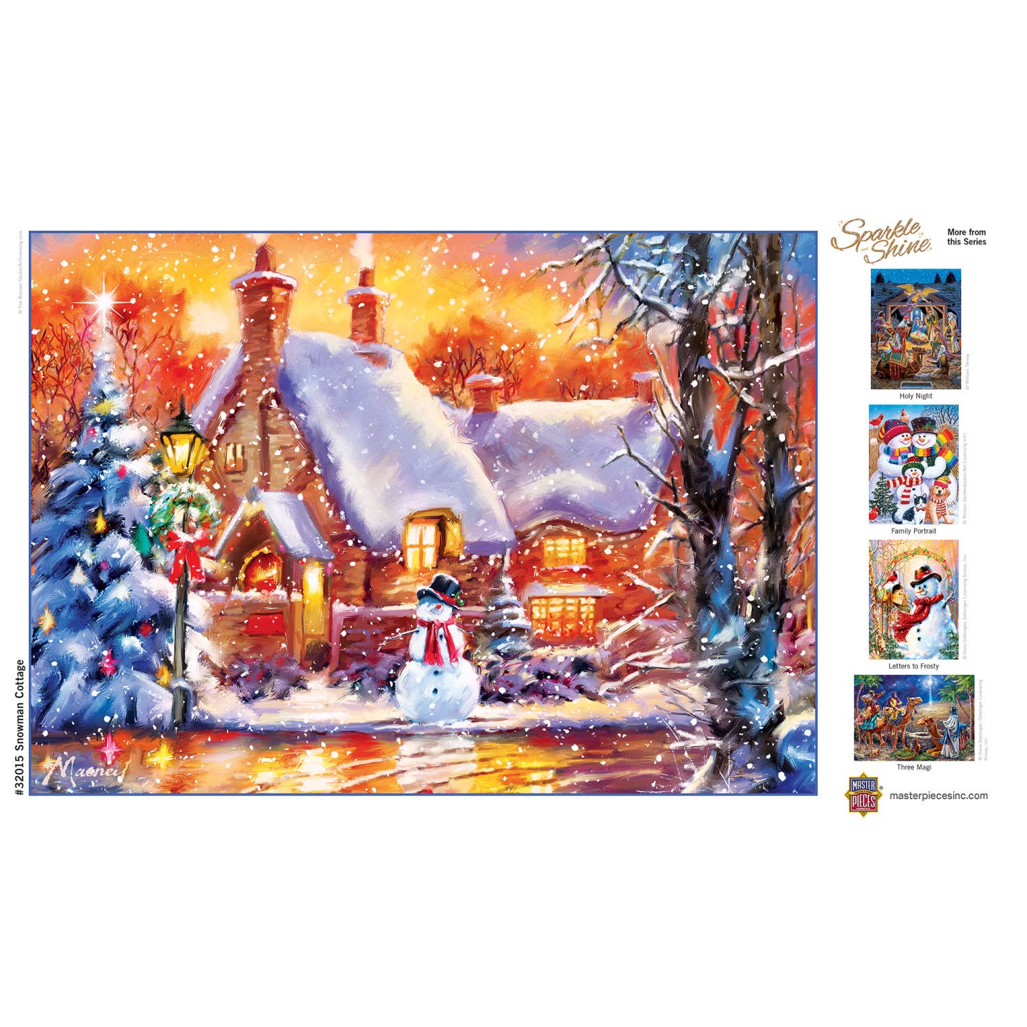 Sparkle & Shine - Snowman Cottage 500 Piece Glitter Jigsaw Puzzle | Masterpieces Puzzles