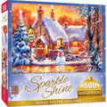 Sparkle & Shine - Snowman Cottage 500 Piece Glitter Jigsaw Puzzle | Masterpieces Puzzles