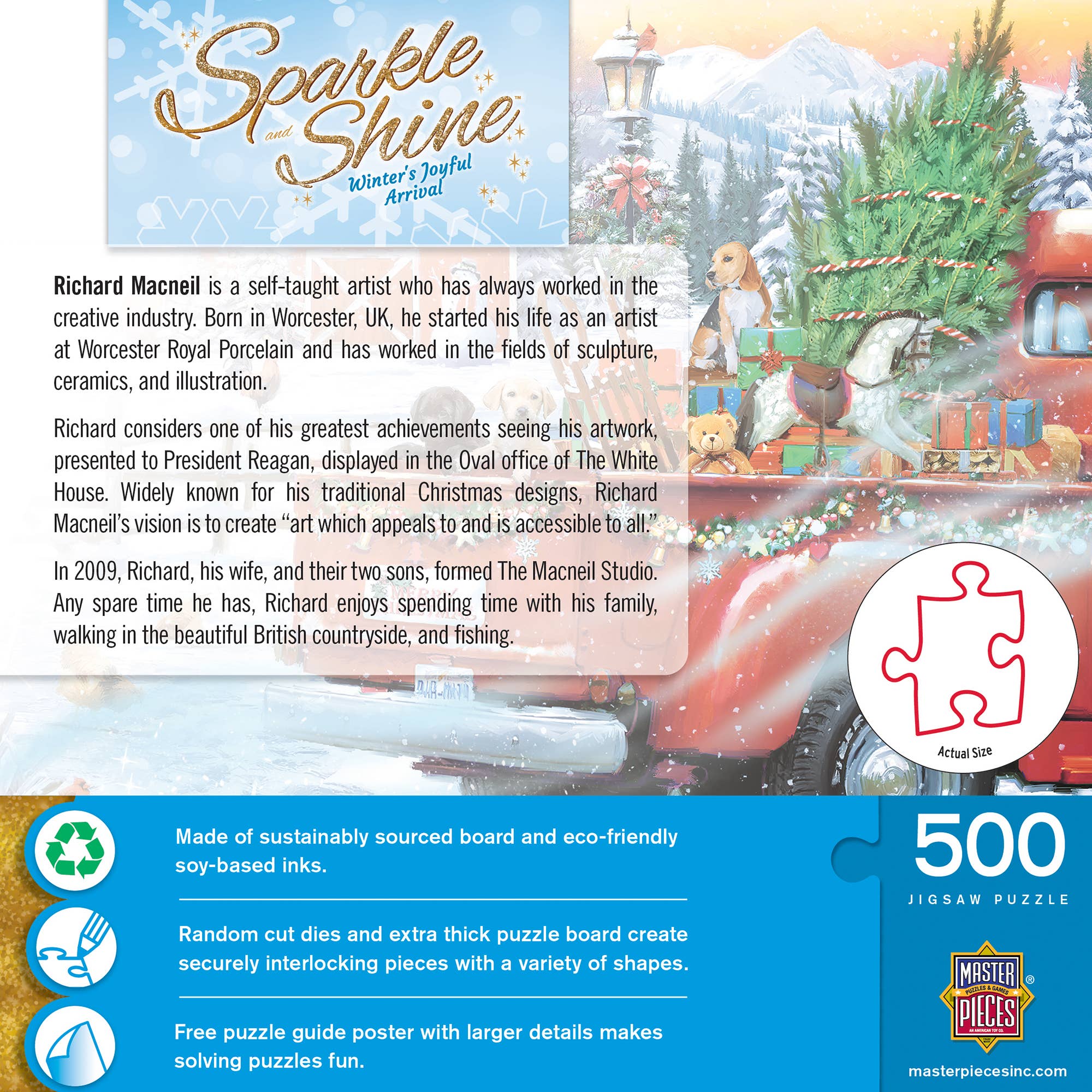 Sparkle & Shine - Winter's Joyful Arrival 500 Piece Glitter Jigsaw Puzzle | Masterpieces Puzzles