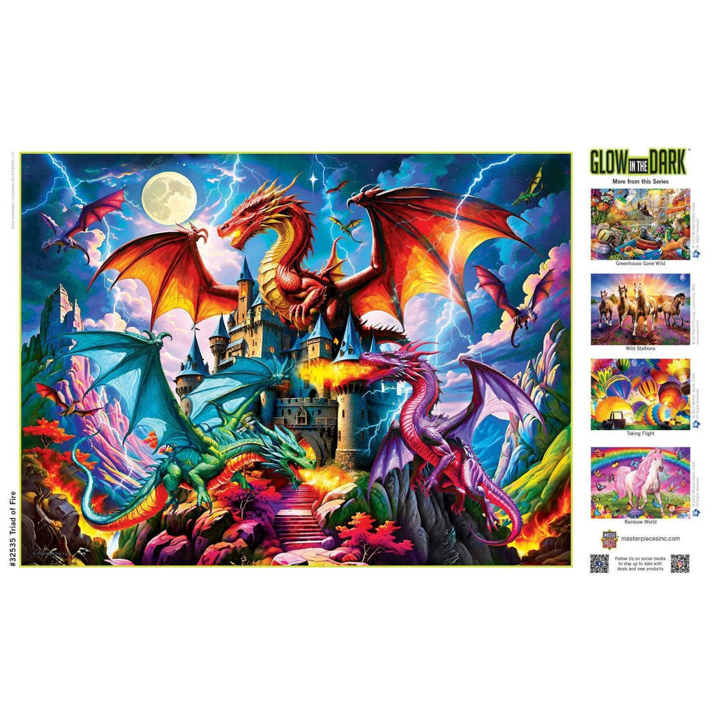 Triad of Fire 300 Piece Glow in the Dark Jigsaw Puzzle | Masterpieces