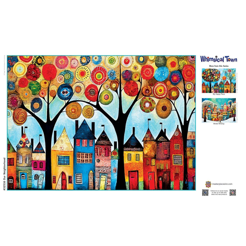 Whimsical Town - Our Neighborhood 500 Piece Jigsaw Puzzle by Masterpieces Puzzles