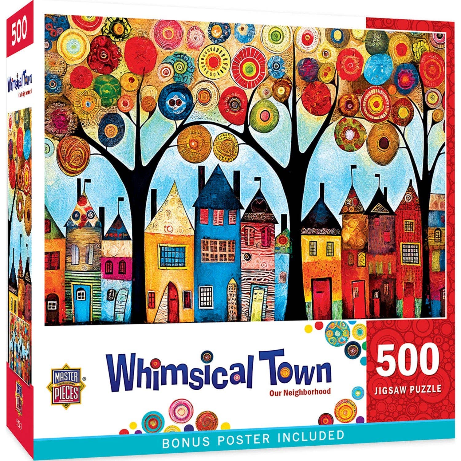 Whimsical Town - Our Neighborhood 500 Piece Jigsaw Puzzle by Masterpieces Puzzles