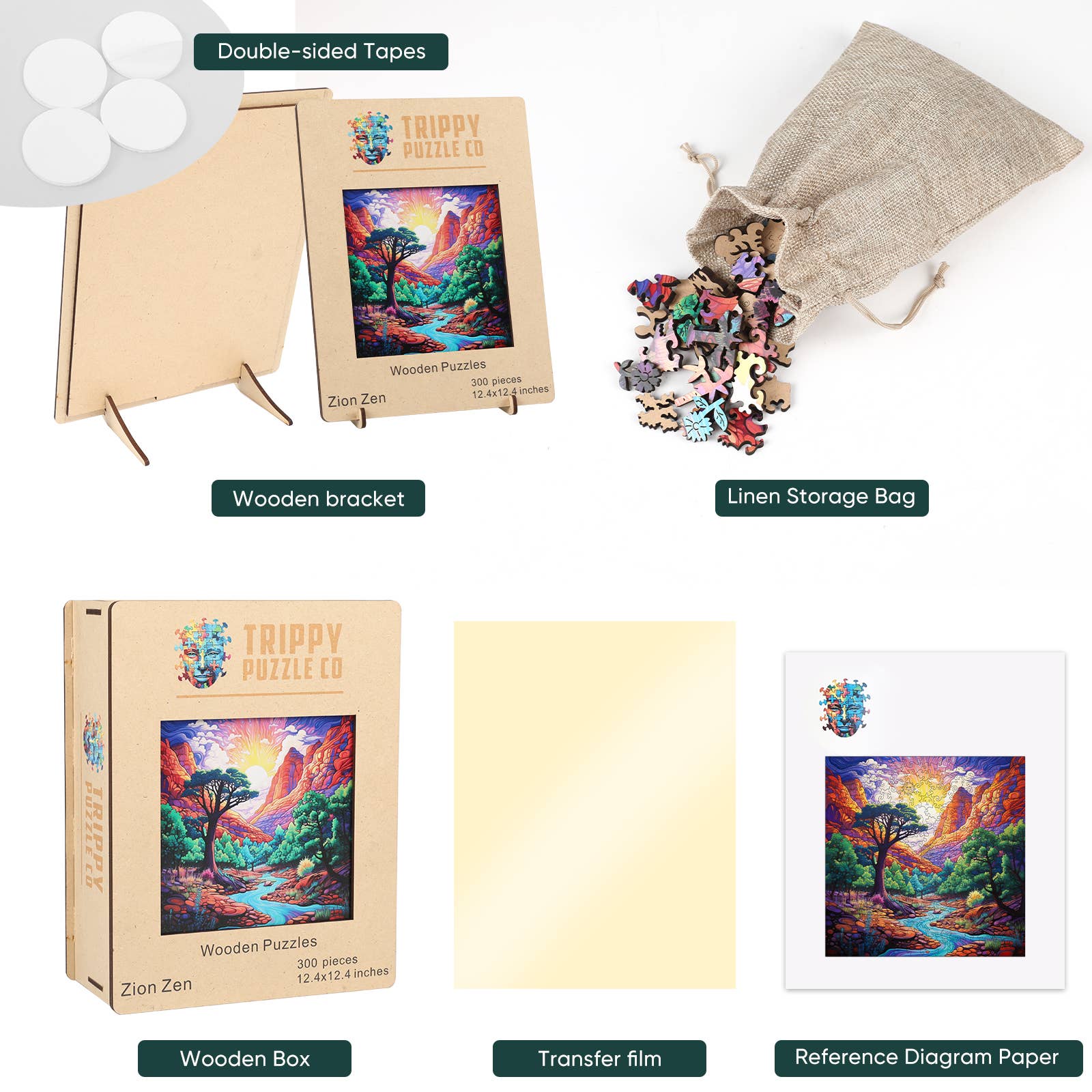 Zion Zen 300 Piece Wooden Jigsaw Puzzle | Trippy Puzzle Co