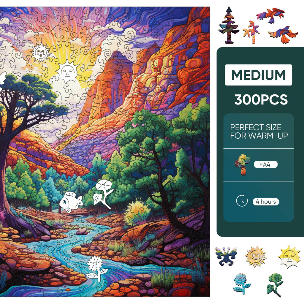 Zion Zen 300 Piece Wooden Jigsaw Puzzle | Trippy Puzzle Co
